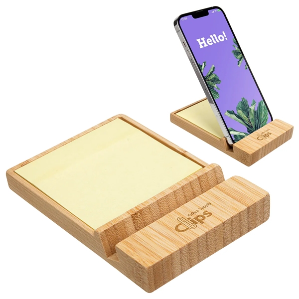Bamboo Sticky Note Dispenser with Phone Holder - Bamboo Sticky Note Dispenser with Phone Holder - Image 0 of 0