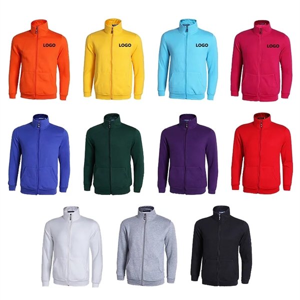 Stand Collar Fleece Hoodie Men&Women - Stand Collar Fleece Hoodie Men&Women - Image 0 of 4