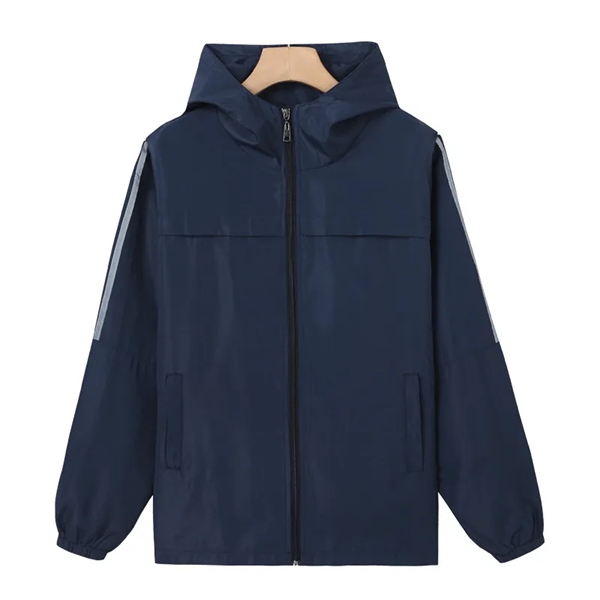 Reflective Hoodie Windbreaker Overalls W/ Stripe - Reflective Hoodie Windbreaker Overalls W/ Stripe - Image 4 of 9