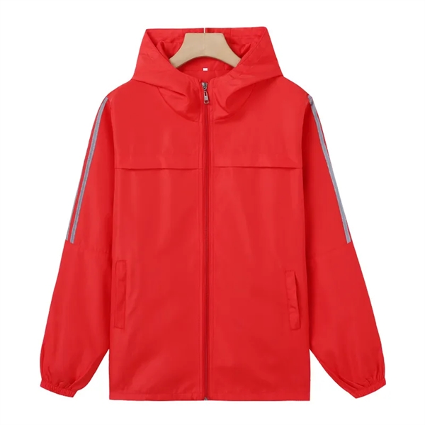 Reflective Hoodie Windbreaker Overalls W/ Stripe - Reflective Hoodie Windbreaker Overalls W/ Stripe - Image 5 of 9