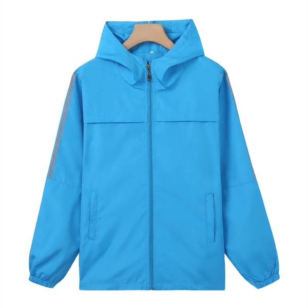 Reflective Hoodie Windbreaker Overalls W/ Stripe - Reflective Hoodie Windbreaker Overalls W/ Stripe - Image 6 of 9