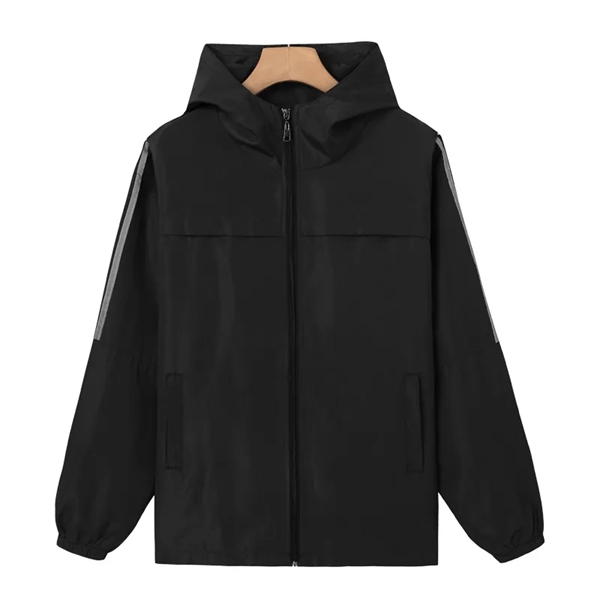 Reflective Hoodie Windbreaker Overalls W/ Stripe - Reflective Hoodie Windbreaker Overalls W/ Stripe - Image 8 of 9