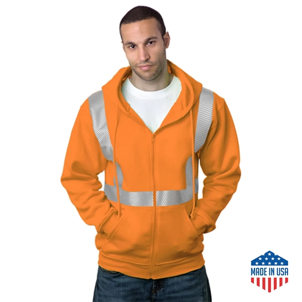 Hi Vis USA Made Class 2 Segmented Safety Full Zip Hoodie - Hi Vis USA Made Class 2 Segmented Safety Full Zip Hoodie - Image 0 of 0
