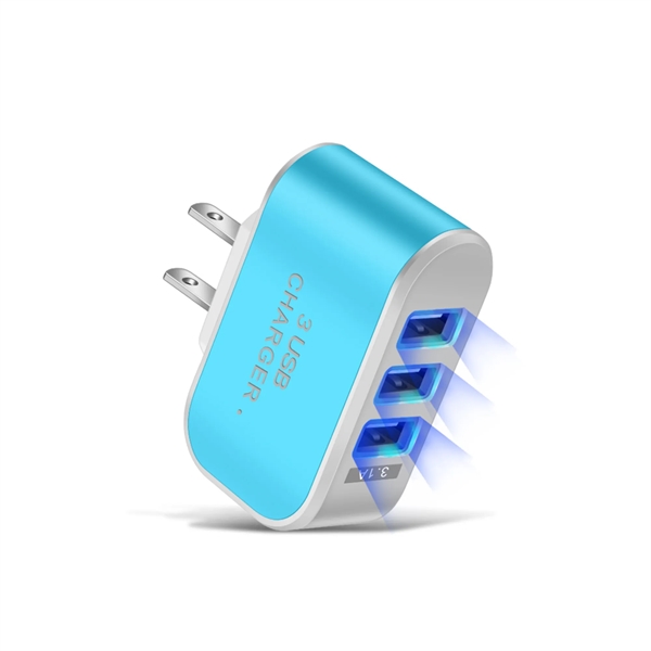 Glow Portable 3 Port USB Charger Cube Plug - Glow Portable 3 Port USB Charger Cube Plug - Image 1 of 4