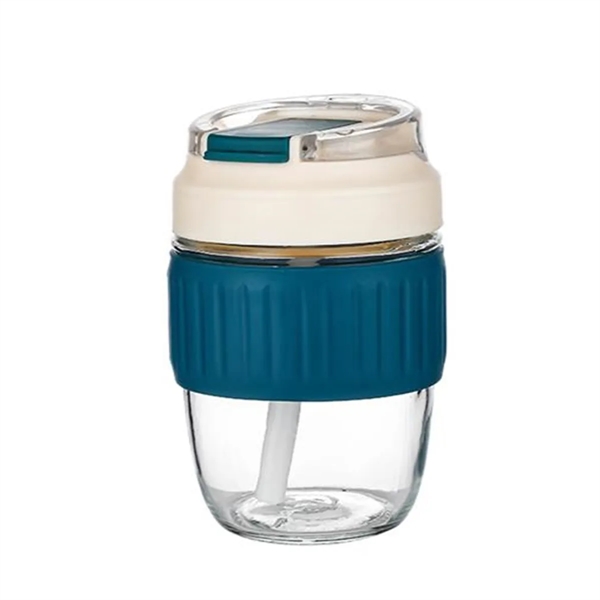 Coffee Drinking Silicone Sleeve Clear Cup with Lid and Straw - Coffee Drinking Silicone Sleeve Clear Cup with Lid and Straw - Image 2 of 5