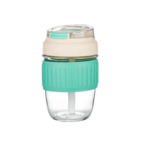 Coffee Drinking Silicone Sleeve Clear Cup with Lid and Straw - Coffee Drinking Silicone Sleeve Clear Cup with Lid and Straw - Image 3 of 5