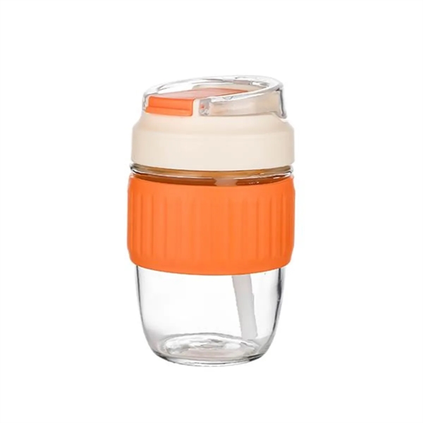 Coffee Drinking Silicone Sleeve Clear Cup with Lid and Straw - Coffee Drinking Silicone Sleeve Clear Cup with Lid and Straw - Image 5 of 5