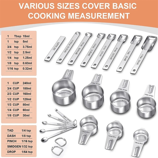 Stainless Steel Kitchen Measuring Cups And Spoons Set - Stainless Steel Kitchen Measuring Cups And Spoons Set - Image 4 of 5