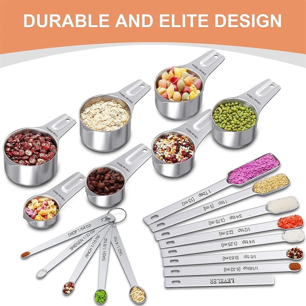 Stainless Steel Kitchen Measuring Cups And Spoons Set - Stainless Steel Kitchen Measuring Cups And Spoons Set - Image 5 of 5