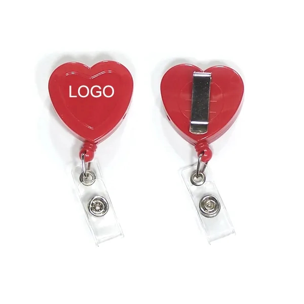 Heart Shaped Retractable Badge Holder - Full color - Heart Shaped Retractable Badge Holder - Full color - Image 3 of 4