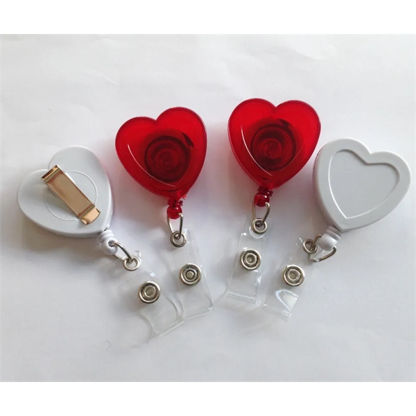 Heart Shaped Retractable Badge Holder - Full color - Heart Shaped Retractable Badge Holder - Full color - Image 4 of 4