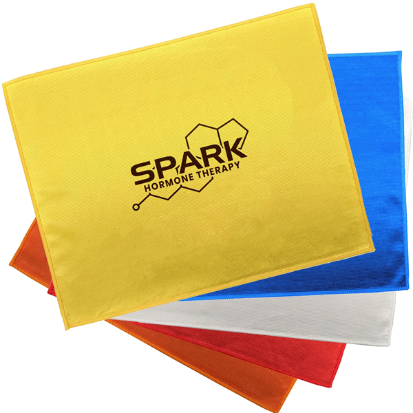225 GSM 15" X 18" Flat Front Microfiber Rally Towels