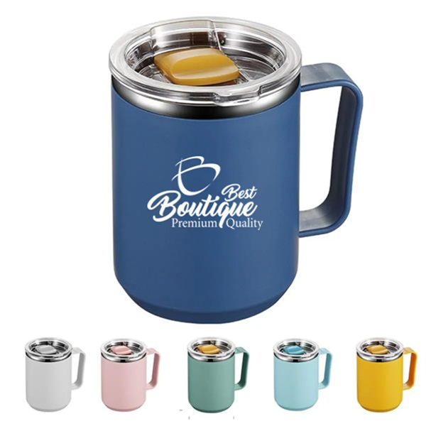 Stainless Steel Vacuum Insulated Coffee Mug With Handle - Stainless Steel Vacuum Insulated Coffee Mug With Handle - Image 0 of 5