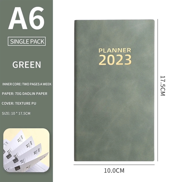 2023 A6 Texture PU Cover Daily Planner Notebook - 2023 A6 Texture PU Cover Daily Planner Notebook - Image 1 of 3