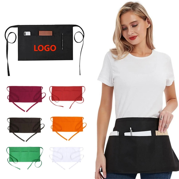 3 Pockets Waterdrop Server Half Aprons - 3 Pockets Waterdrop Server Half Aprons - Image 0 of 5