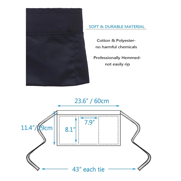 3 Pockets Waterdrop Server Half Aprons - 3 Pockets Waterdrop Server Half Aprons - Image 2 of 5