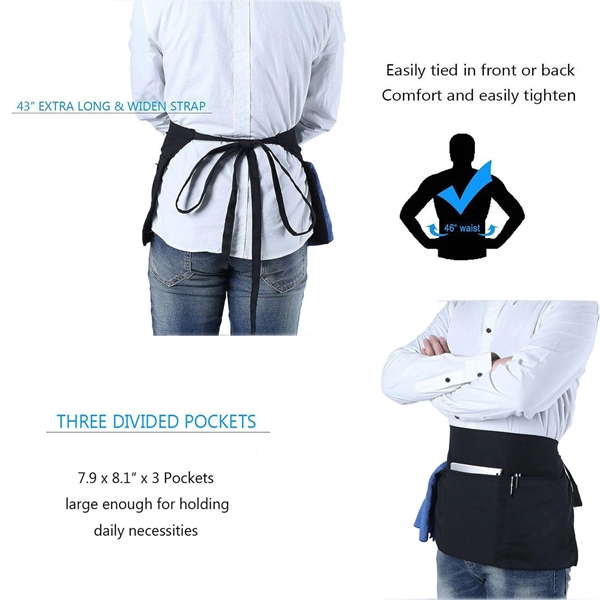 3 Pockets Waterdrop Server Half Aprons - 3 Pockets Waterdrop Server Half Aprons - Image 3 of 5