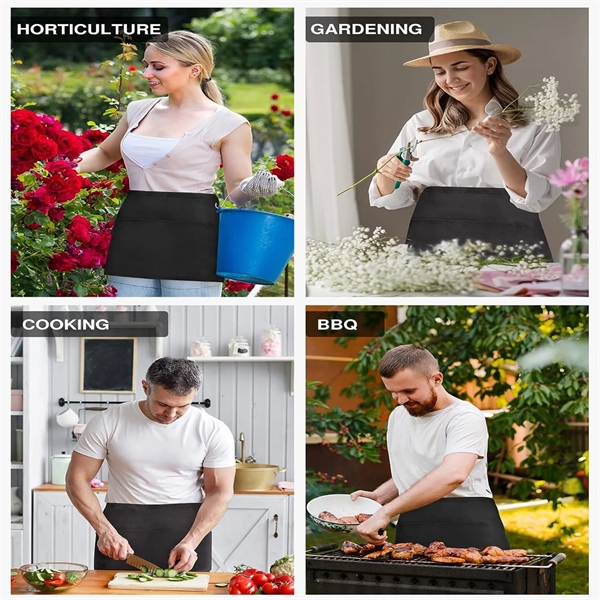 3 Pockets Waterdrop Server Half Aprons - 3 Pockets Waterdrop Server Half Aprons - Image 5 of 5