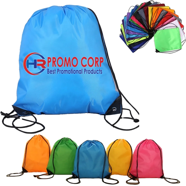 Personalized Polyester Drawstring Backpack - Personalized Polyester Drawstring Backpack - Image 0 of 8