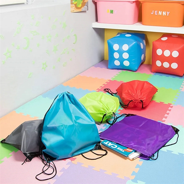 Personalized Polyester Drawstring Backpack - Personalized Polyester Drawstring Backpack - Image 5 of 8