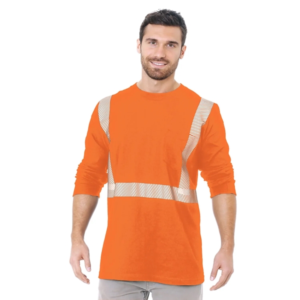 USA Made Cotton Class 2 Segmented Safety Long Sleeve T-Shirt - USA Made Cotton Class 2 Segmented Safety Long Sleeve T-Shirt - Image 1 of 1