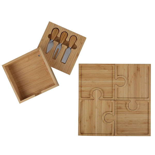 Bamboo 6-in1 Puzzle Cheese Board Set - Bamboo 6-in1 Puzzle Cheese Board Set - Image 3 of 4