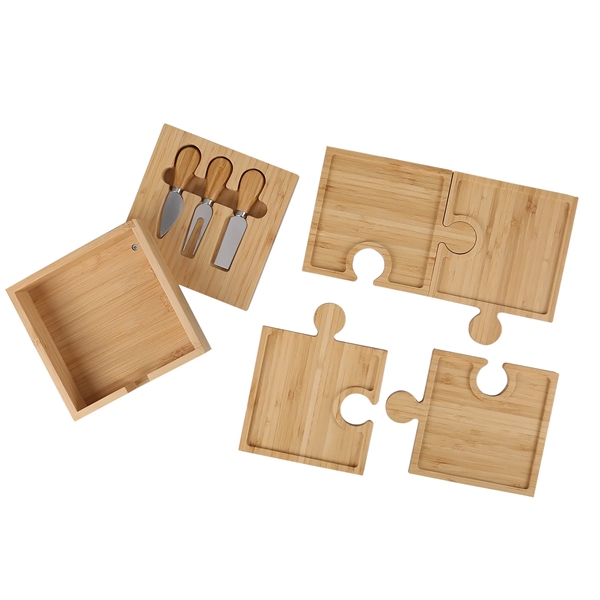 Bamboo 6-in1 Puzzle Cheese Board Set - Bamboo 6-in1 Puzzle Cheese Board Set - Image 4 of 4