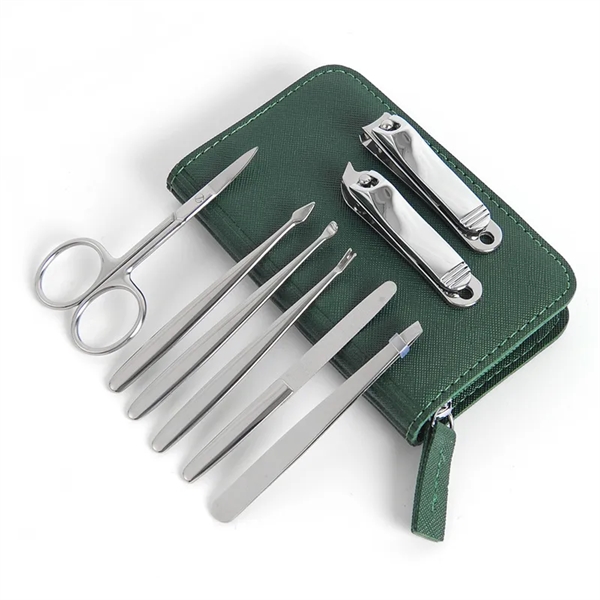 8-in-1 Stainless Steel Manicure Set with Leather Case - 8-in-1 Stainless Steel Manicure Set with Leather Case - Image 1 of 6