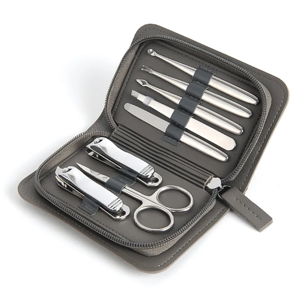 8-in-1 Stainless Steel Manicure Set with Leather Case - 8-in-1 Stainless Steel Manicure Set with Leather Case - Image 4 of 6