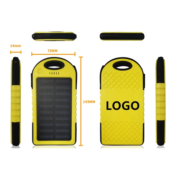 Solar Power Bank w/Carabiner & Flashlight - Solar Power Bank w/Carabiner & Flashlight - Image 1 of 4