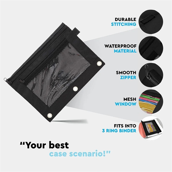 Durable Large Capacity Water Proof 3-Ring Pencil Pouch - Durable Large Capacity Water Proof 3-Ring Pencil Pouch - Image 1 of 3