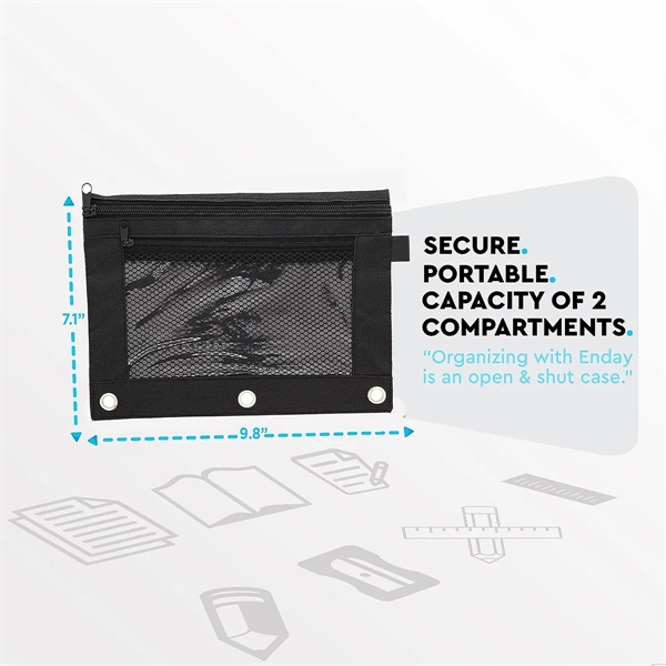 Durable Large Capacity Water Proof 3-Ring Pencil Pouch - Durable Large Capacity Water Proof 3-Ring Pencil Pouch - Image 2 of 3