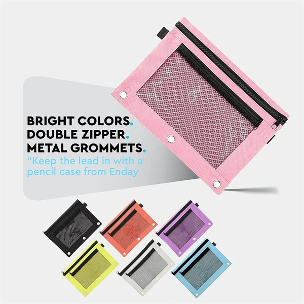 Durable Large Capacity Water Proof 3-Ring Pencil Pouch - Durable Large Capacity Water Proof 3-Ring Pencil Pouch - Image 3 of 3