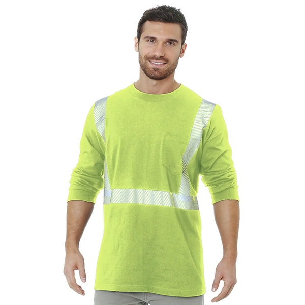 Class 2 USA Made Segmented Poly-Cotton Safety Pocket T-Shirt - Class 2 USA Made Segmented Poly-Cotton Safety Pocket T-Shirt - Image 1 of 1