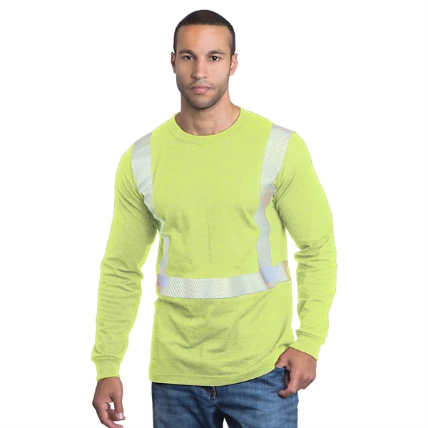 Hi Vis USA Made Class 2 Cotton Segmented Safety T-Shirt - Hi Vis USA Made Class 2 Cotton Segmented Safety T-Shirt - Image 1 of 1