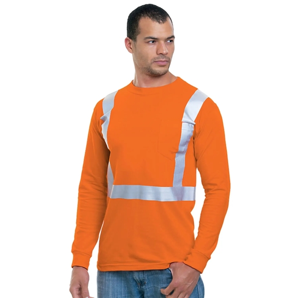 Hi Viz USA Made Class 2 Reflective Safety Pocket T-Shirt - Hi Viz USA Made Class 2 Reflective Safety Pocket T-Shirt - Image 1 of 1