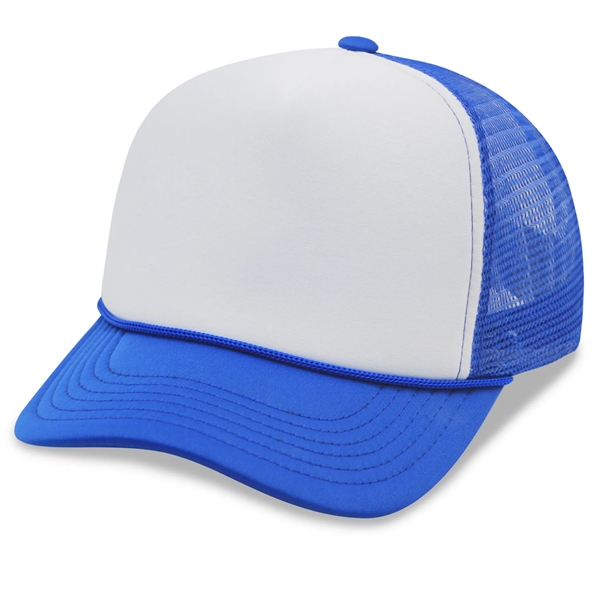 5 Panel Foam Mesh Back Trucker Cap w/Rope - 5 Panel Foam Mesh Back Trucker Cap w/Rope - Image 2 of 18