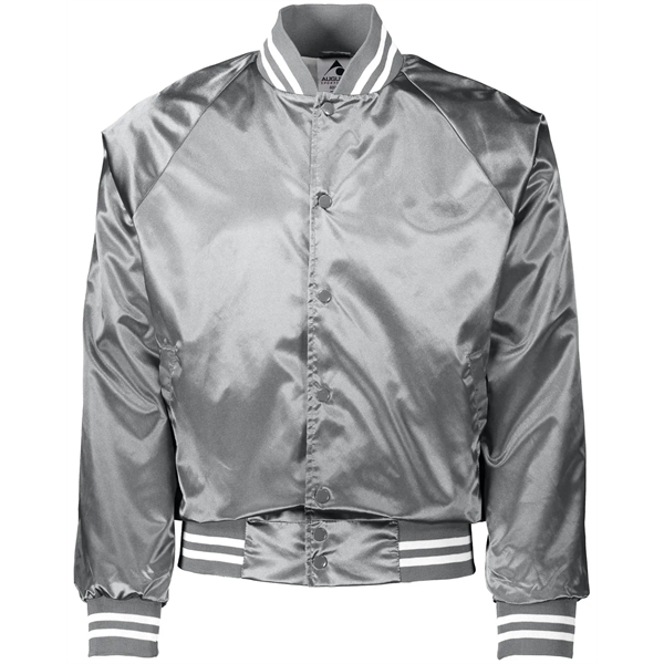 Augusta Sportswear Unisex Striped Trim Satin Baseball Jacket - Augusta Sportswear Unisex Striped Trim Satin Baseball Jacket - Image 18 of 26