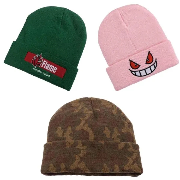 Custom Made Stripped Cuffed Knitted Beanie With Logo - Custom Made Stripped Cuffed Knitted Beanie With Logo - Image 1 of 2
