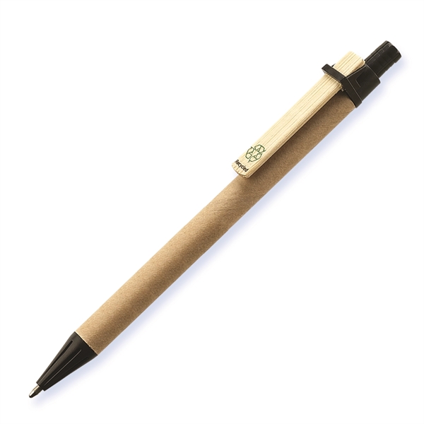 Eco-Friendly Recycled Cardboard Clicker Pen w/ Bamboo Clip - Eco-Friendly Recycled Cardboard Clicker Pen w/ Bamboo Clip - Image 1 of 3