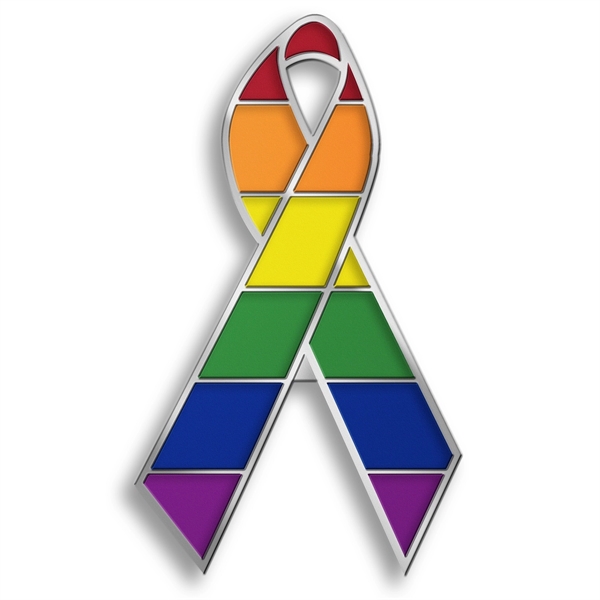Lapel Pin, Rainbow Pride Ribbon - Lapel Pin, Rainbow Pride Ribbon - Image 1 of 2