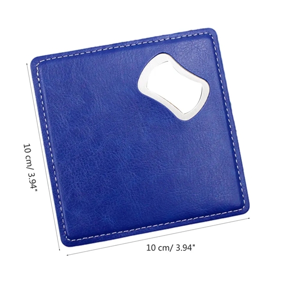 Square Leather Coaster with Bottle Opener - Square Leather Coaster with Bottle Opener - Image 1 of 6