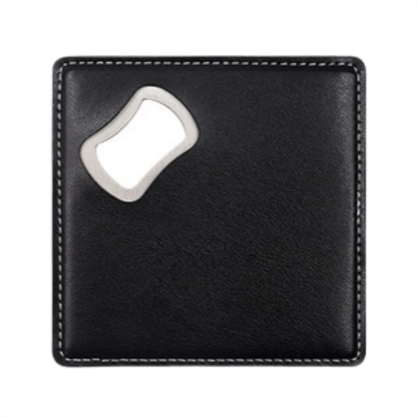 Square Leather Coaster with Bottle Opener - Square Leather Coaster with Bottle Opener - Image 2 of 6