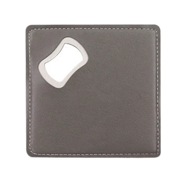 Square Leather Coaster with Bottle Opener - Square Leather Coaster with Bottle Opener - Image 4 of 6