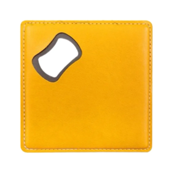 Square Leather Coaster with Bottle Opener - Square Leather Coaster with Bottle Opener - Image 5 of 6