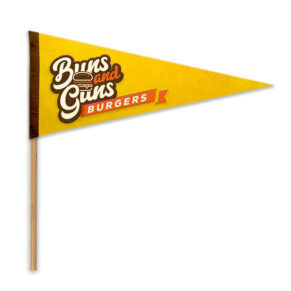 4" x 10" Acrylic Felt Pennant with Wood Pole - Silk Screen - 4" x 10" Acrylic Felt Pennant with Wood Pole - Silk Screen - Image 1 of 1