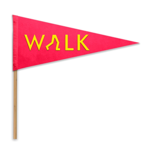 9" x 24" Acrylic Felt Pennant with Wood Pole - Silk Screen - 9" x 24" Acrylic Felt Pennant with Wood Pole - Silk Screen - Image 0 of 1