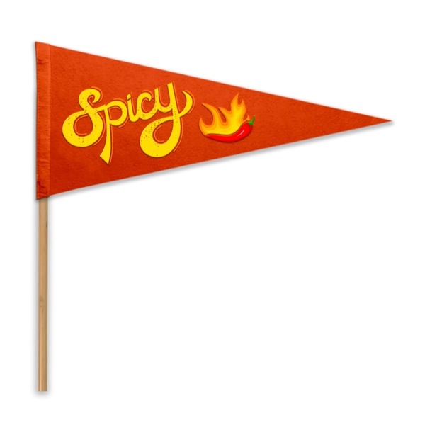 9" x 24" Acrylic Felt Pennant with Wood Pole - Silk Screen - 9" x 24" Acrylic Felt Pennant with Wood Pole - Silk Screen - Image 1 of 1