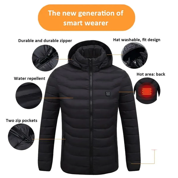 USB Heated Jacket Hoodie Coat Vest 9 Heating Zones - USB Heated Jacket Hoodie Coat Vest 9 Heating Zones - Image 2 of 7