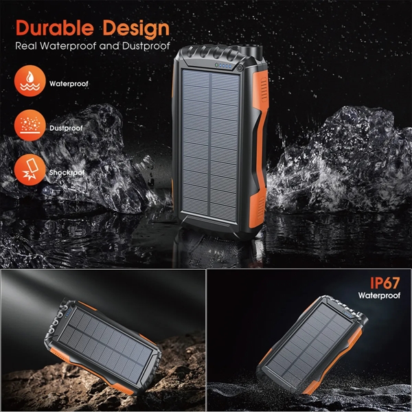 42800mAh Solar Power Bank Fast Charger Built-in Flashlight - 42800mAh Solar Power Bank Fast Charger Built-in Flashlight - Image 2 of 7